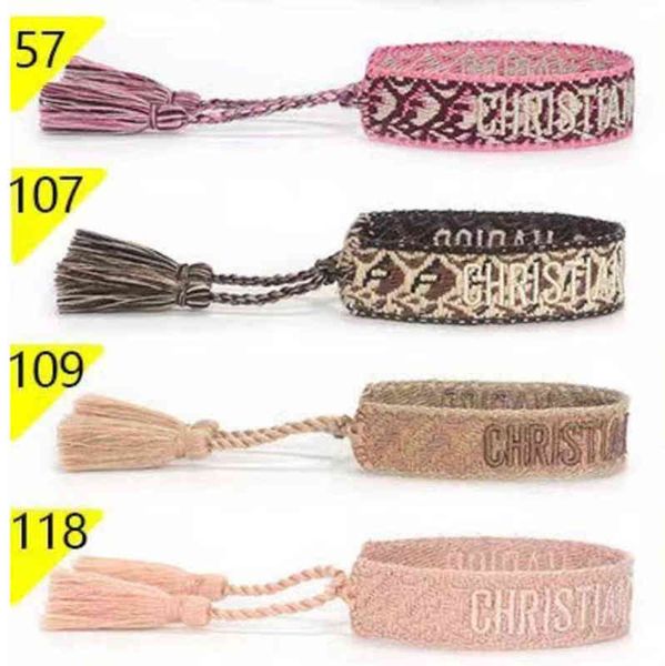 classic brand fashion bangles bracelets luxury women men handmade signature embroidered woven tassel adjustable bracelet jewelry friendship, Black