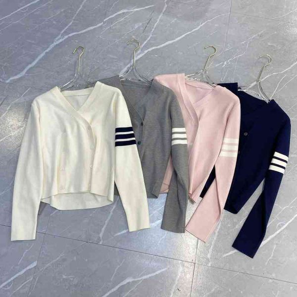 women's knits tees college style aging tb four bar sweater french v-neck double breasted waist slim short multicolor 5zjt, White
women's knits tees college style aging tb four bar sweater french v-neck double breasted waist slim short multicolor 5zjt, White