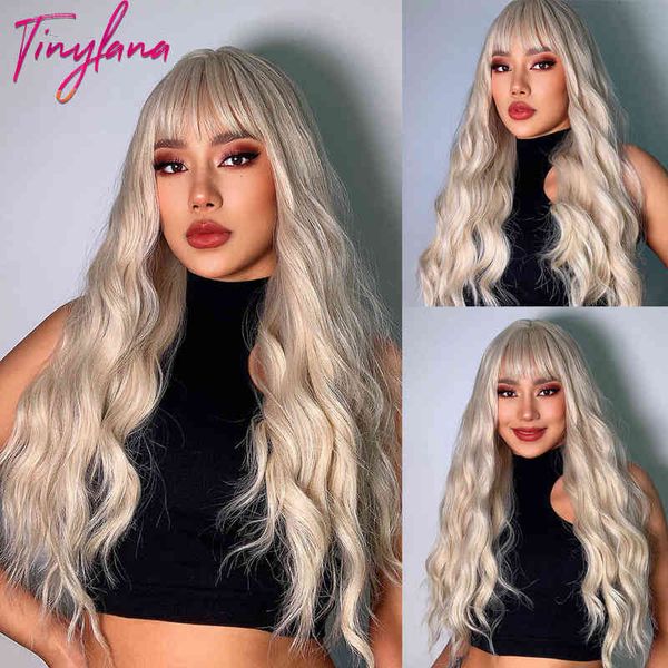 long wavy synthetic wig with bangs for women light white blonde body wave hair s cosplay natural heat resistant purple 220622, Black
long wavy synthetic wig with bangs for women light white blonde body wave hair s cosplay natural heat resistant purple 220622, Black