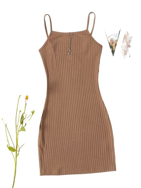 petite solid cami bodycon dress f0ga#, Black;gray