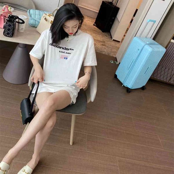 women's t-shirt dawang s spring and summer t-shirt loose national flag limited aw short sleeve letters women's versatile lovers fa, White
women's t-shirt dawang s spring and summer t-shirt loose national flag limited aw short sleeve letters women's versatile lovers fa, White