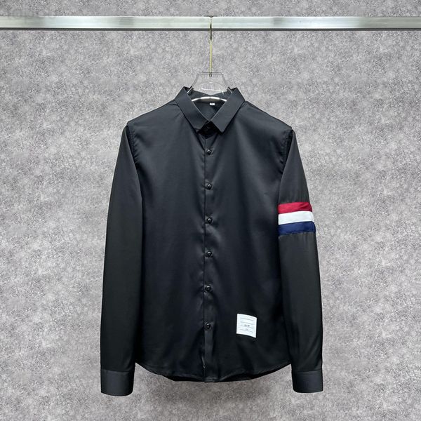 men's casual shirts designer fashion brand long sleeve shirt 2022ss spring and autumn new tb single sleeve ribbon versatile casual cont, White;black
men's casual shirts designer fashion brand long sleeve shirt 2022ss spring and autumn new tb single sleeve ribbon versatile casual cont, White;black