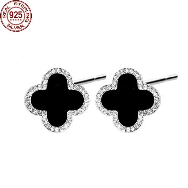 new s925 sterling silver clover earrings charms women's korean version fresh micro inlaid agate simple female's vintage party, Golden
new s925 sterling silver clover earrings charms women's korean version fresh micro inlaid agate simple female's vintage party, Golden