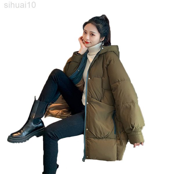 black down cotton coat female winter new fashion hooded pocket thick warm temperament loose cotton jacket l220730
black down cotton coat female winter new fashion hooded pocket thick warm temperament loose cotton jacket l220730