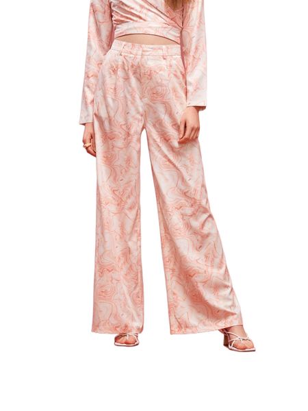 x manon gautier marble print wide leg pants 70m7#, Black;white