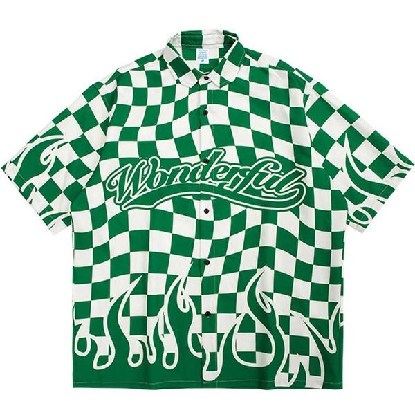 men checkerboard flame print shirt male women street casual button up shirt summer fashion lapel color matching short-sleeve 220805, White;black
men checkerboard flame print shirt male women street casual button up shirt summer fashion lapel color matching short-sleeve 220805, White;black