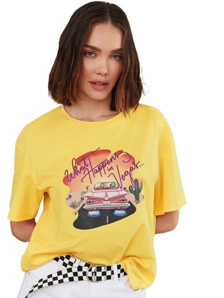 x ashley durham slogan & car print drop shoulder tee 35bp#, White
x ashley durham slogan & car print drop shoulder tee 35bp#, White