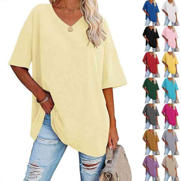 women's t-shirt spring and summer pure color loose half sleeve v-neck cotton waist women's 9l5t, White
women's t-shirt spring and summer pure color loose half sleeve v-neck cotton waist women's 9l5t, White
