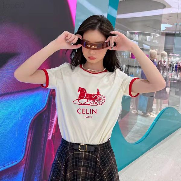 women's t-shirt designer spring / summer 2022 new carriage print round neck loose short sleeve women's color matching ce fashion t, White
women's t-shirt designer spring / summer 2022 new carriage print round neck loose short sleeve women's color matching ce fashion t, White