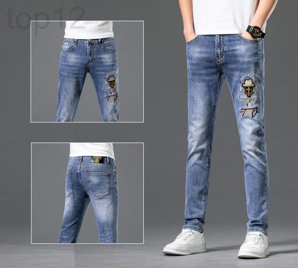 men's jeans designer spring and summer men's fashion european embroidered jeans slim pants korean style personalized printed tqnb, Blue
men's jeans designer spring and summer men's fashion european embroidered jeans slim pants korean style personalized printed tqnb, Blue