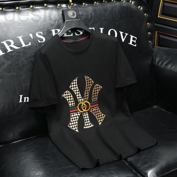 men's t-shirts designer 2022 new summer men's round neck mercerized cotton short sleeve t-shirt slim fitting embroidered youth hal, White;black 
men's t-shirts designer 2022 new summer men's round neck mercerized cotton short sleeve t-shirt slim fitting embroidered youth hal, White;black