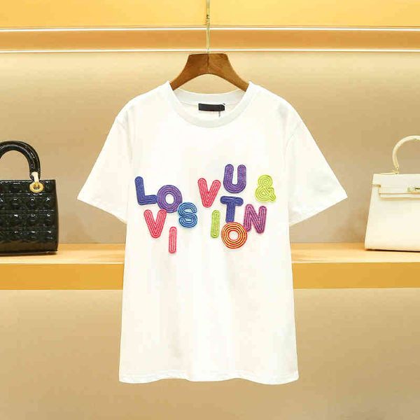 omen's t-shirt letter short sleeve t-shirt women's summer round neck loose embroidered bottom shirt, White
omen's t-shirt letter short sleeve t-shirt women's summer round neck loose embroidered bottom shirt, White