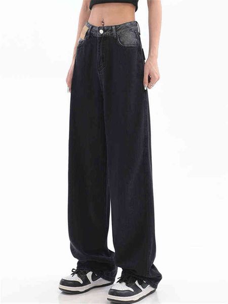 vintage high waist women black jeans korean harajuku fashion streetwear wide leg jean female denim trouser straight baggy denim t220728, Blue 
vintage high waist women black jeans korean harajuku fashion streetwear wide leg jean female denim trouser straight baggy denim t220728, Blue