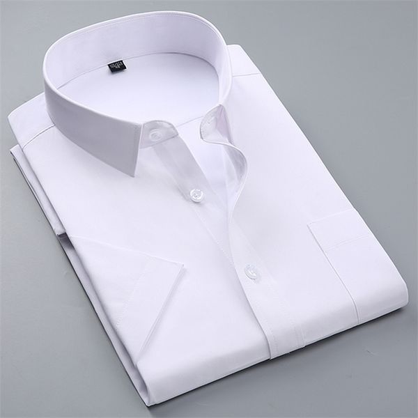 summer men's short-sleeve white basic dress shirt with single chest pocket standard-fit business formal solid/twill/plain shirts 220330, White;black
summer men's short-sleeve white basic dress shirt with single chest pocket standard-fit business formal solid/twill/plain shirts 220330, White;black