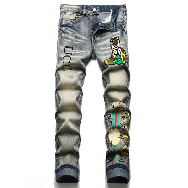 mens jeans men jean hip hop pants street trend zipper chain decoration ripped rips stretch black fashion slim fit washed motocycle denim pan, Blue
mens jeans men jean hip hop pants street trend zipper chain decoration ripped rips stretch black fashion slim fit washed motocycle denim pan, Blue