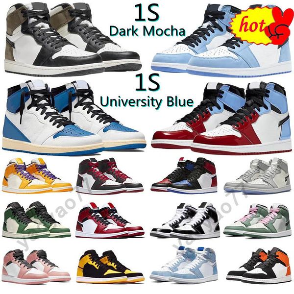 2022 university blue 1 og basketball shoes jumpman 1s high dark mocha unc light smoke grey hyper chicago patent bred royal toe men women, Black
2022 university blue 1 og basketball shoes jumpman 1s high dark mocha unc light smoke grey hyper chicago patent bred royal toe men women, Black