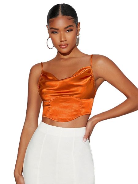 bae asymmetric hem cowl neck cami m7d2#, White