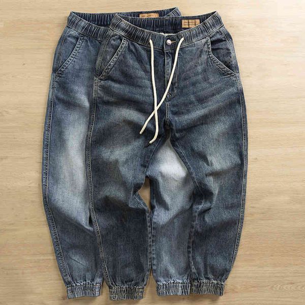 american nostalgic sand washed legged jeans trendy men's slightly loose and versatile lace up leggings, Blue
american nostalgic sand washed legged jeans trendy men's slightly loose and versatile lace up leggings, Blue