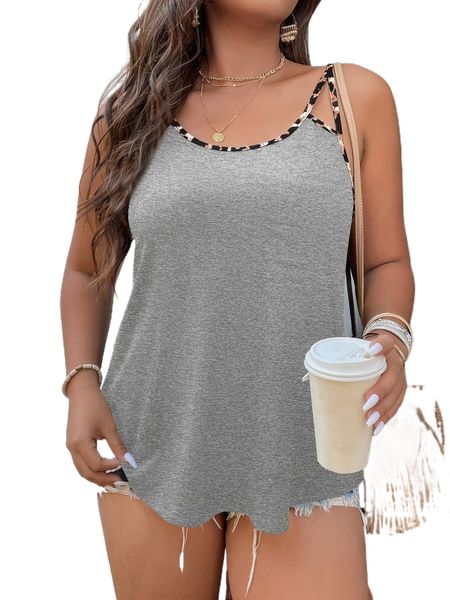 plus leopard print cut out contrast binding cami k2xz#, Black
plus leopard print cut out contrast binding cami k2xz#, Black