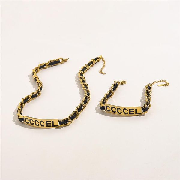 18k gold plated luxury brand designer leather pendants necklaces stainless steel black letter choker pendant necklace bracelet cha181v, Silver
18k gold plated luxury brand designer leather pendants necklaces stainless steel black letter choker pendant necklace bracelet cha181v, Silver