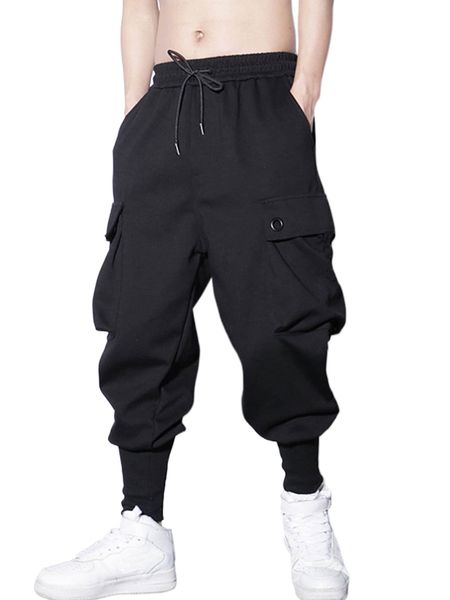 men drawstring waist cargo pants z0eh#, Black
men drawstring waist cargo pants z0eh#, Black