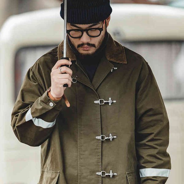 men's wool & blends madden work clothes american medium and long firefighter windbreaker over knee reflective strip coat outside autumn, Black
men's wool & blends madden work clothes american medium and long firefighter windbreaker over knee reflective strip coat outside autumn, Black
