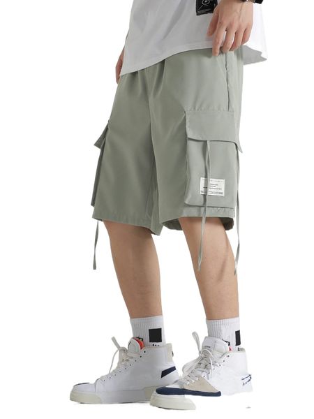 men flap pocket letter patched cargo shorts 93wg#, White;black