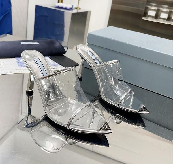 designer triangle high heel slippers and sandals women casual clear pvc metal toe glass outer wear new wedding banquet ladies flat sandals, Black
designer triangle high heel slippers and sandals women casual clear pvc metal toe glass outer wear new wedding banquet ladies flat sandals, Black