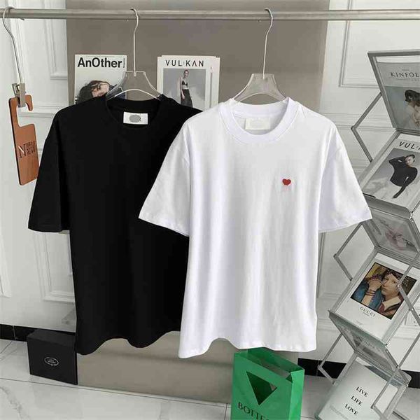 women's t-shirt am * spring and summer red heart love a embroidery round neck loose short sleeve for men women jypc, White
women's t-shirt am * spring and summer red heart love a embroidery round neck loose short sleeve for men women jypc, White