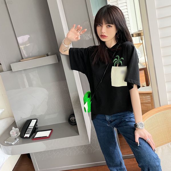 women's t-shirt designer 2021 new nail bead coconut tree short sleeve t-shirt women's european fashion splicing pocket foreign sty, White
women's t-shirt designer 2021 new nail bead coconut tree short sleeve t-shirt women's european fashion splicing pocket foreign sty, White