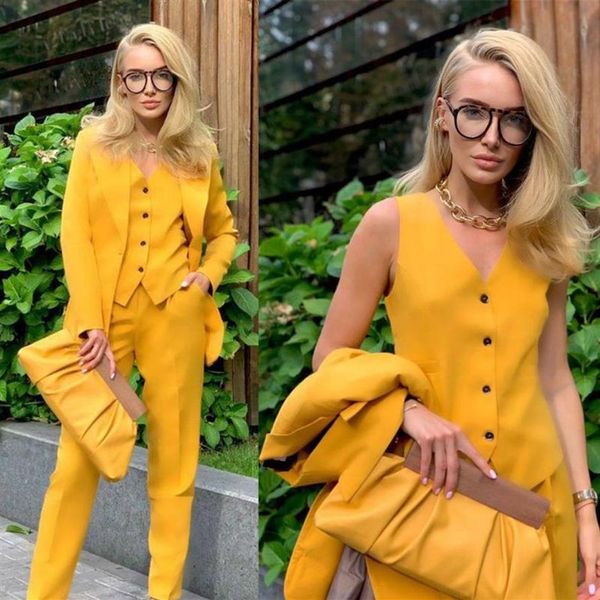 women's two piece pants 3 pcs yellow women pantsuits ol suit blazer for set wedding business239o, White
women's two piece pants 3 pcs yellow women pantsuits ol suit blazer for set wedding business239o, White
