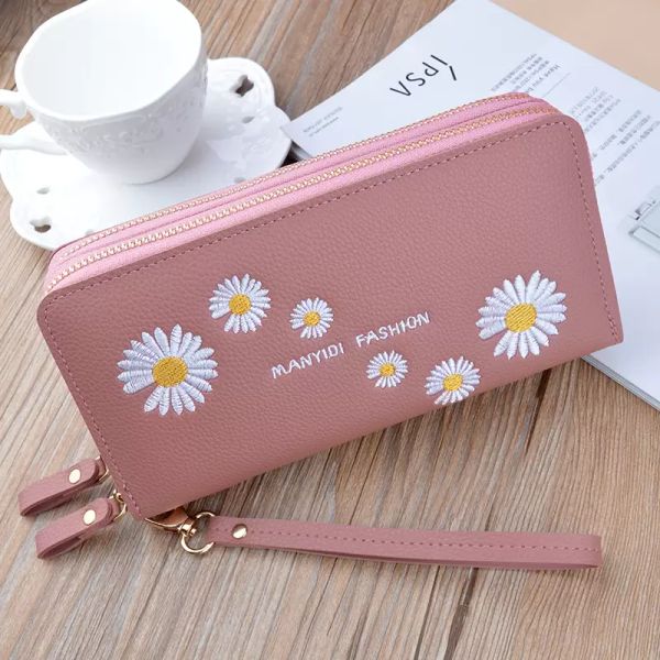 long solid color daisy women wallets new style double zipper fashion pu leather wristband female multifunction clutch phone bag
long solid color daisy women wallets new style double zipper fashion pu leather wristband female multifunction clutch phone bag