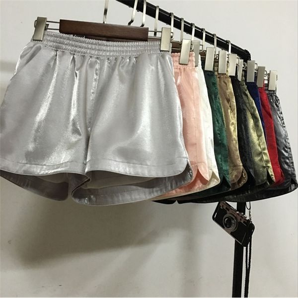 spring elastic high waist women casual streetwear bright silk mini poket mujer wide leg shorts summer y200512, White;black
spring elastic high waist women casual streetwear bright silk mini poket mujer wide leg shorts summer y200512, White;black