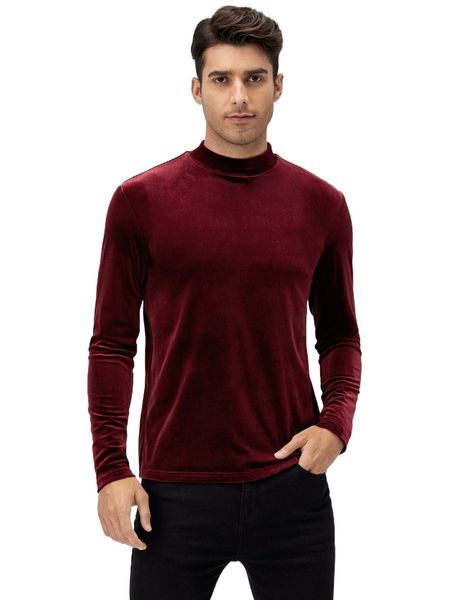 men mock neck velvet tee r1h9#, White;black 
men mock neck velvet tee r1h9#, White;black