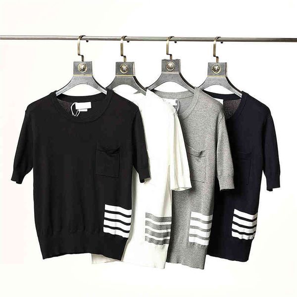 tb men women tee new yarn dyed red white blue four bar knitted short sleeve summer stripe t-shirt classic four-stripes fashion designer t sh, White;black
tb men women tee new yarn dyed red white blue four bar knitted short sleeve summer stripe t-shirt classic four-stripes fashion designer t sh, White;black
