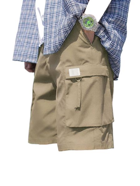 men patch detail flap pocket cargo shorts k1cr#, White;black