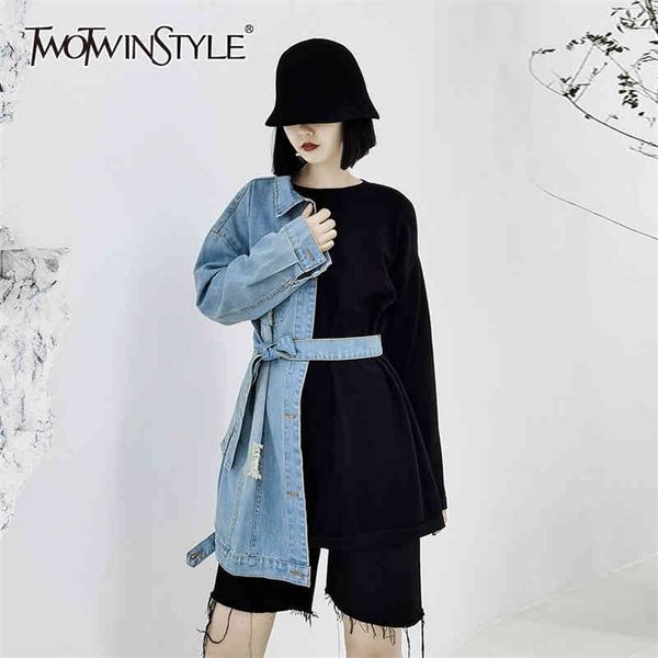 twotwinstyle elegant hit color jacket for women lapel long sleeve lace up bowknot casual jackets female fashionable spring 210517, Black;brown
twotwinstyle elegant hit color jacket for women lapel long sleeve lace up bowknot casual jackets female fashionable spring 210517, Black;brown