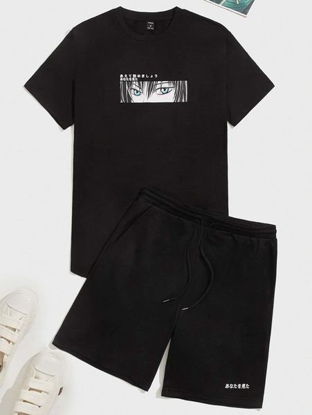 men figure and japanese print & track shorts set v1v1#, Gray
men figure and japanese print & track shorts set v1v1#, Gray