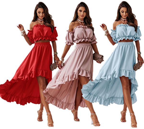 summer elegant ruffled backless dress sets women fashion puff sleeve strapless elastic two pieces ladies maxi dresses robe femme, Black;gray
summer elegant ruffled backless dress sets women fashion puff sleeve strapless elastic two pieces ladies maxi dresses robe femme, Black;gray