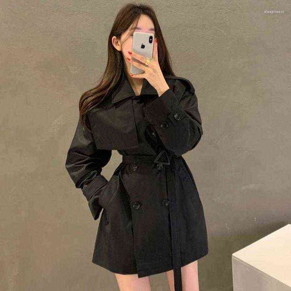 women's trench coats 2022 spring autumn coat women loose overcoat double breasted with belt female outwear fashion windbreaker t220811, Tan;black
women's trench coats 2022 spring autumn coat women loose overcoat double breasted with belt female outwear fashion windbreaker t220811, Tan;black