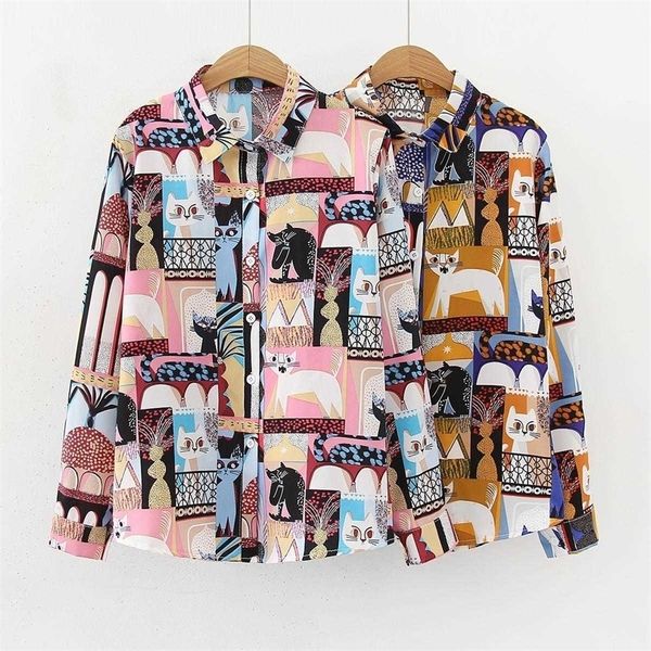 women blouses cat printing shirts blouse spring autumn long sleeve blouses female blusas mujer 210702, White
women blouses cat printing shirts blouse spring autumn long sleeve blouses female blusas mujer 210702, White