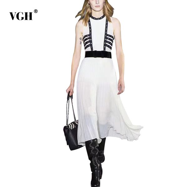 patchwork rivet dress for women o neck sleeveless high waist casual hit color midi dresses female fashion summer clothing 210507, Black;gray
patchwork rivet dress for women o neck sleeveless high waist casual hit color midi dresses female fashion summer clothing 210507, Black;gray