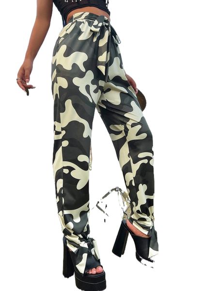 camo print tie front pants n4va#, Black;white
camo print tie front pants n4va#, Black;white