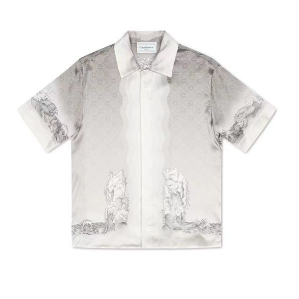 men's and women's casual shirts tide brand casablanca new printed silk satin hawaiian short-sleeved shirts couple fashion thin t-s, White;black
men's and women's casual shirts tide brand casablanca new printed silk satin hawaiian short-sleeved shirts couple fashion thin t-s, White;black