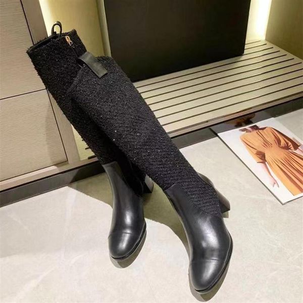 tweed design knee high boots ladies genuine leather shoes for women designer boots women luxury brand heels chic290z, Black
tweed design knee high boots ladies genuine leather shoes for women designer boots women luxury brand heels chic290z, Black