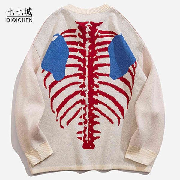 sweater mens bones oversize streetwear hip hop mens skeleton soft pullover women knittwear spring autumn couple 2021 t220730, White;black
sweater mens bones oversize streetwear hip hop mens skeleton soft pullover women knittwear spring autumn couple 2021 t220730, White;black