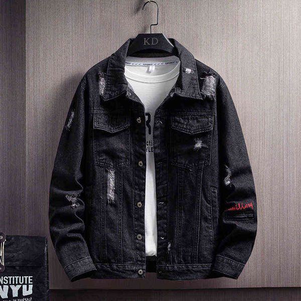 new 2021 cotton denim jacket men casual lapel single breasted jeans jacket men autumn slim fit quality mens jackets y220803, Black;brown
new 2021 cotton denim jacket men casual lapel single breasted jeans jacket men autumn slim fit quality mens jackets y220803, Black;brown