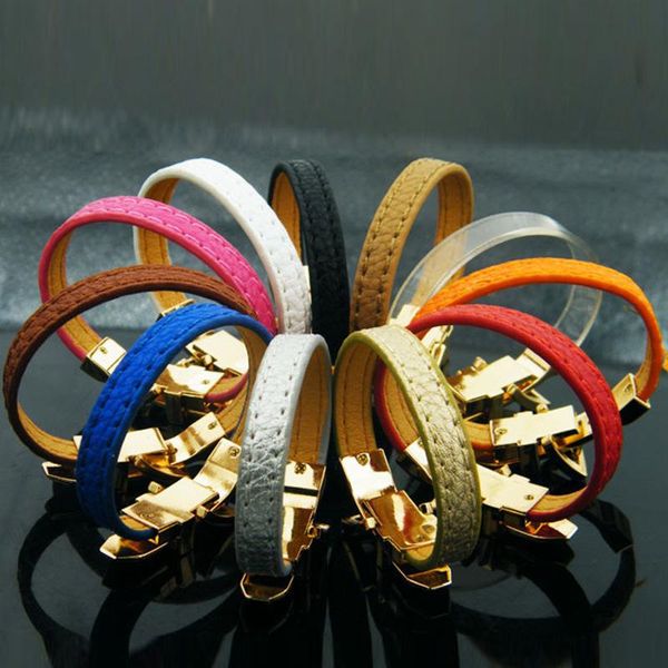 bangle 11 color punk style pu leather fashion steel buckle bracelet for men women brand jewelry, Black
bangle 11 color punk style pu leather fashion steel buckle bracelet for men women brand jewelry, Black