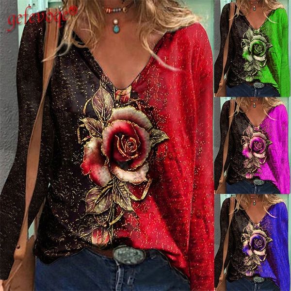 summer women fashion flower pattern t-shirt lady rose printing female loose v-neck long sleeve clothes 220321, White
summer women fashion flower pattern t-shirt lady rose printing female loose v-neck long sleeve clothes 220321, White