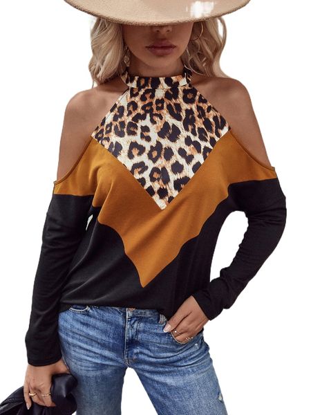 leopard print cold shoulder tee a7wh#, White
leopard print cold shoulder tee a7wh#, White